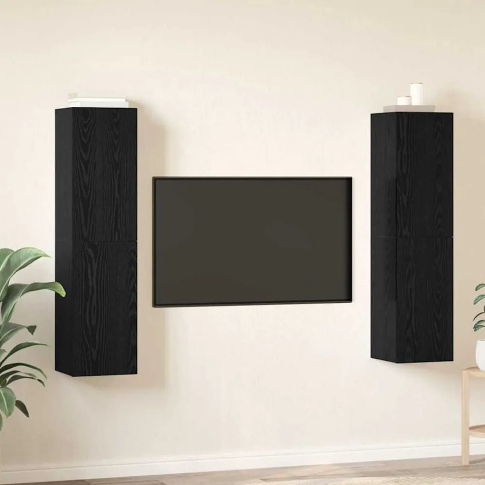 vidaXL Conjunto de mueble de TV Madera de ingeniería Roble negro Best