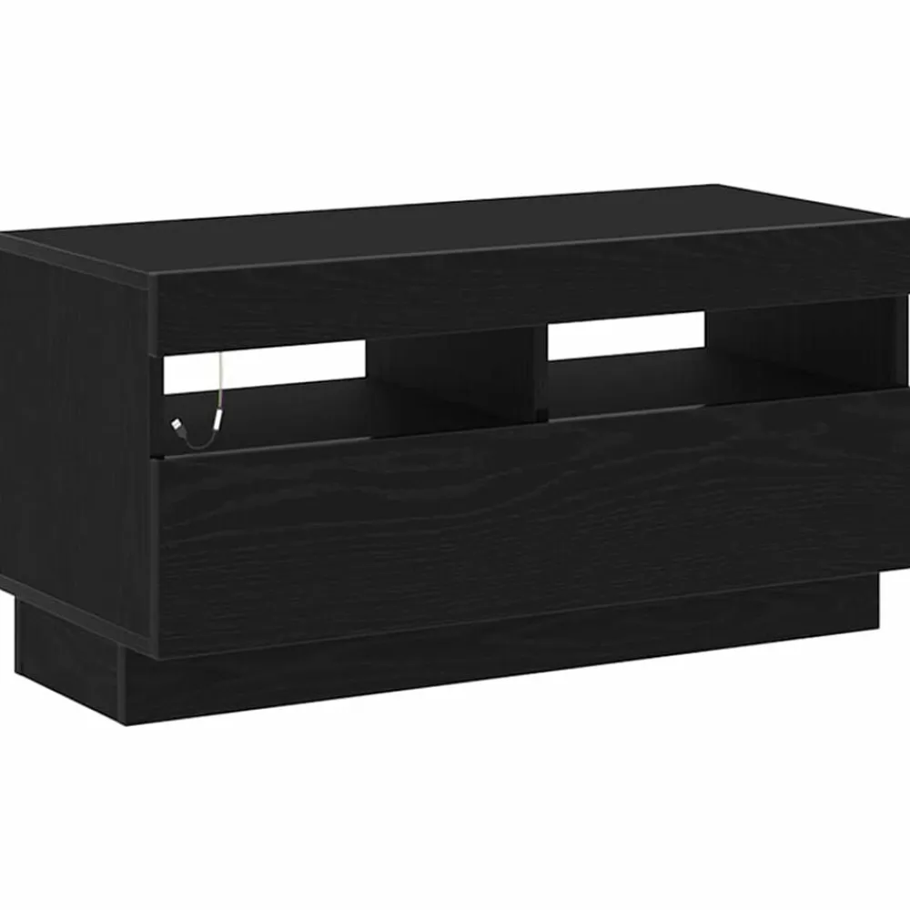 vidaXL Conjunto de mueble de TV 3 pcs Negro 260 x 35 x 40 cm Roble negro Clearance