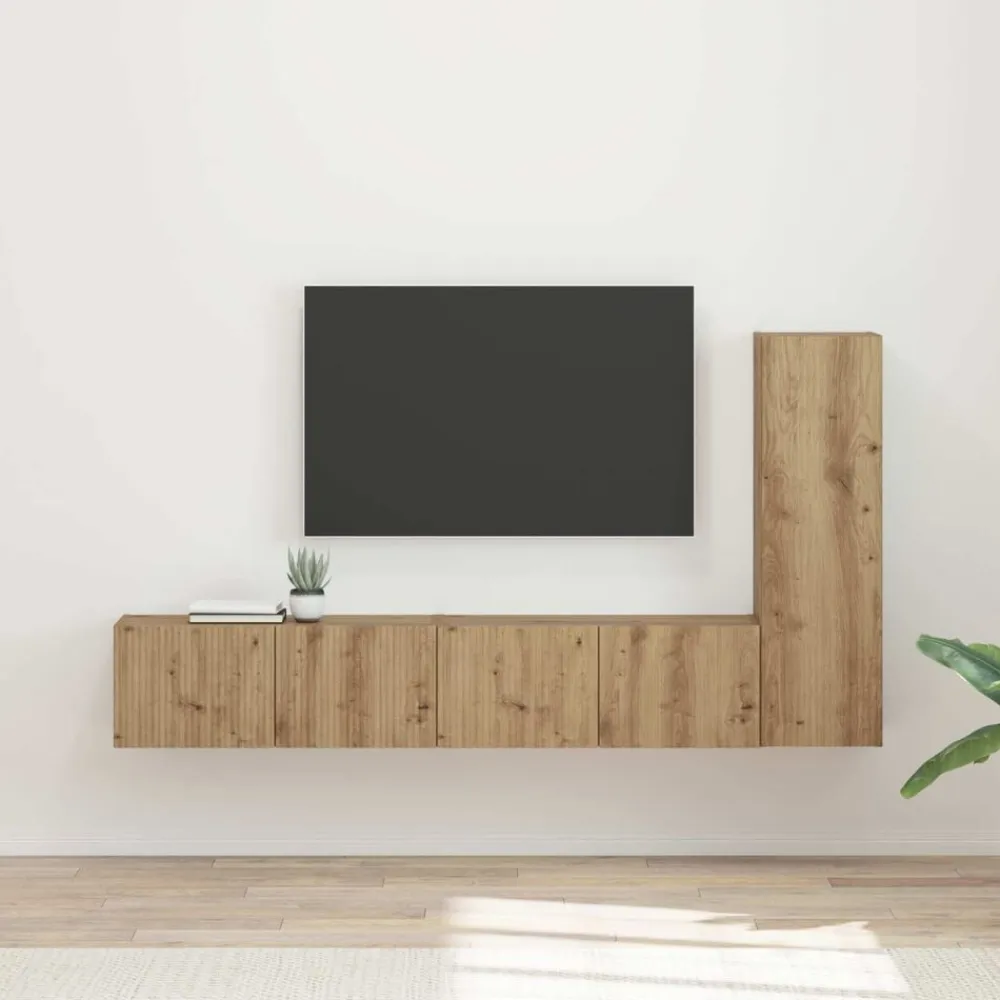 vidaXL Conjunto de mueble de TV 3 pcs Roble artesanal Roble artisan New