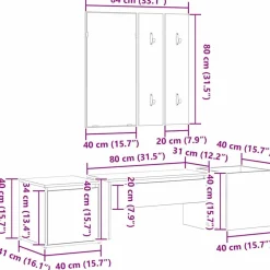 vidaXL Conjunto de muebles de recibidor 6 pcs Madera de ingeniería Roble negro Discount