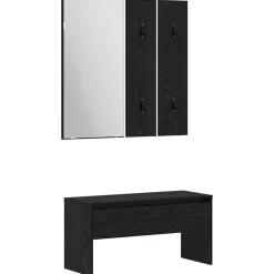 vidaXL Conjunto de muebles de recibidor 6 pcs Madera de ingeniería Roble negro Discount