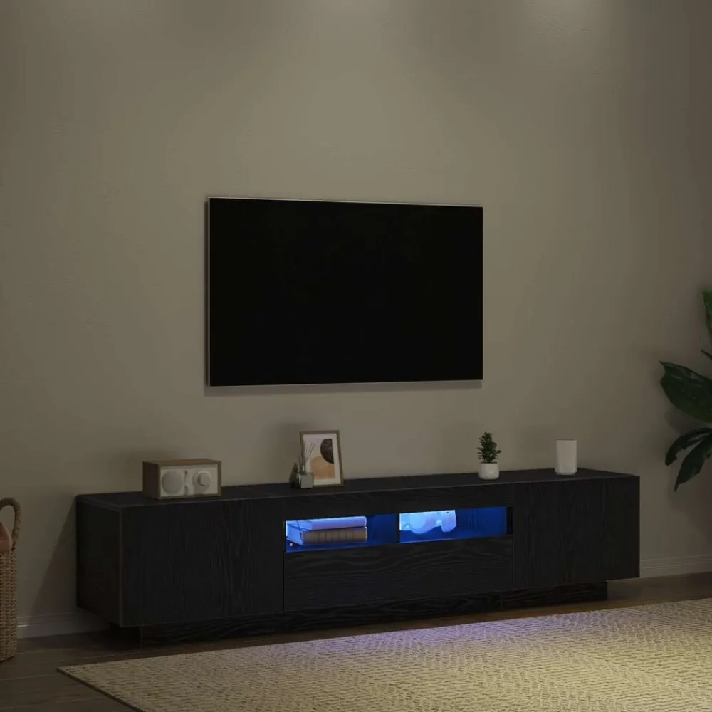 vidaXL Conjunto de mueble de TV 2 pcs Negro 180 x 35 x 40 cm Roble negro Sale