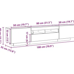 vidaXL Conjunto de mueble de TV 2 pcs Negro 180 x 35 x 40 cm Roble negro Sale
