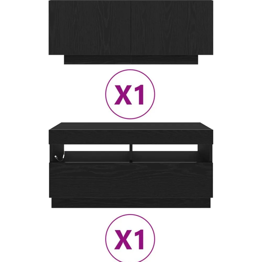 vidaXL Conjunto de mueble de TV 2 pcs Negro 180 x 35 x 40 cm Roble negro Sale