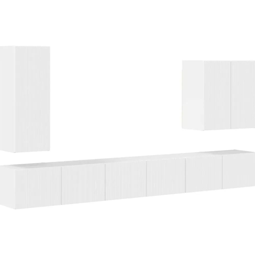 vidaXL Conjunto de mueble para TV de pared 6 pcs brillante Clearance