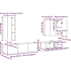 vidaXL Conjunto de mueble para TV de pared 6 pcs brillante Clearance