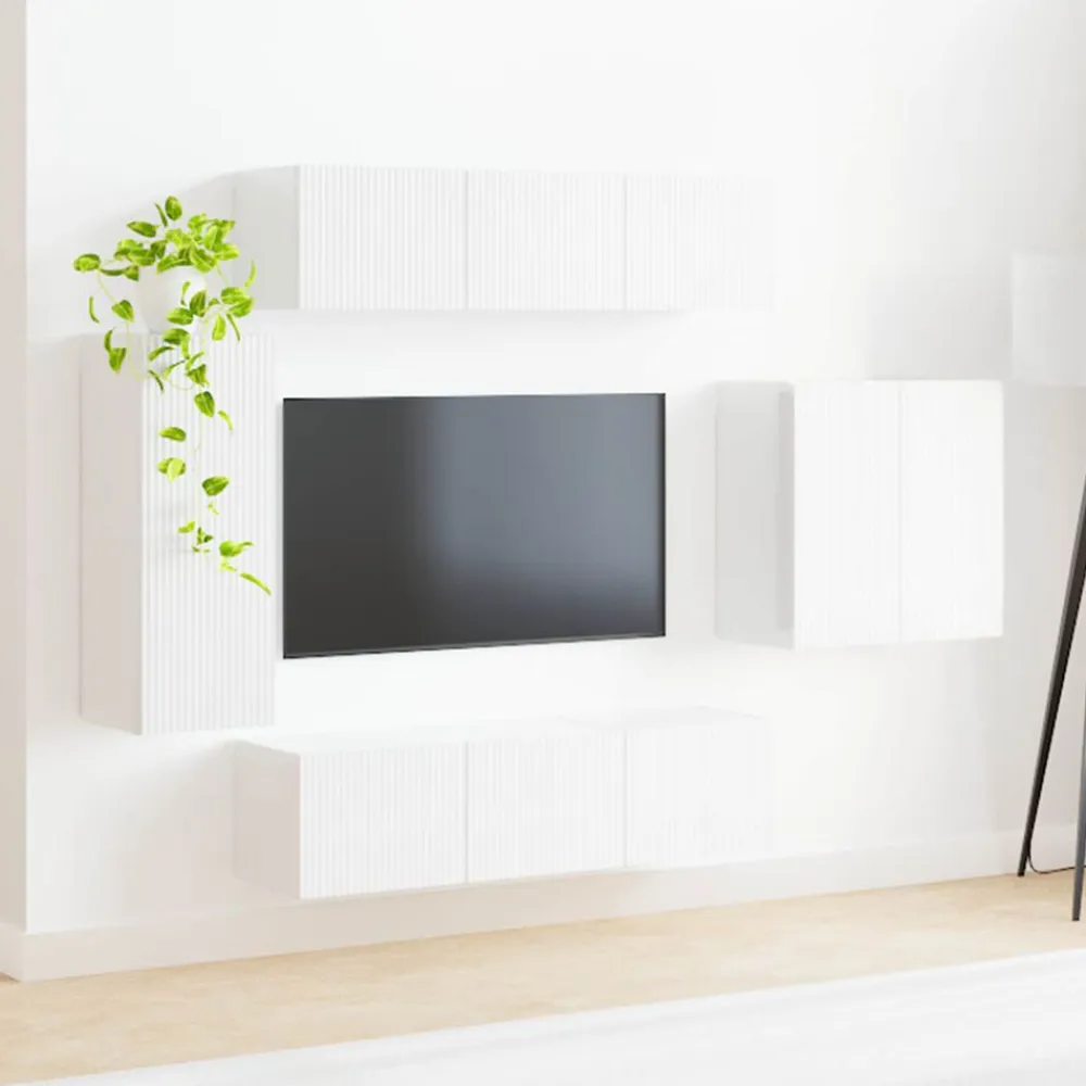 vidaXL Conjunto de mueble para TV de pared 6 pcs brillante Clearance