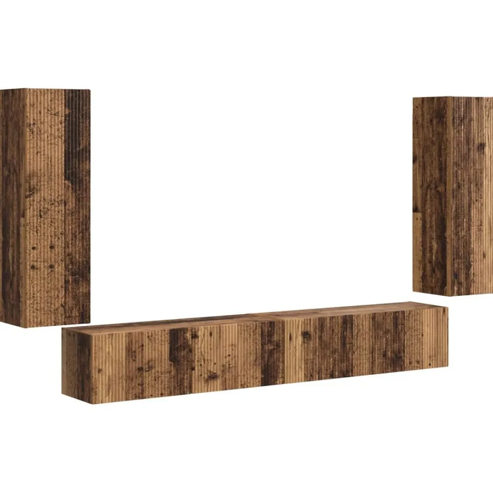vidaXL Conjunto de mueble para TV de pared 4 pcs Madera vieja Madera envejecida Online