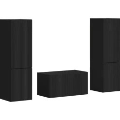 vidaXL Conjunto de mueble de TV 5 pcs Madera de ingeniería Negro Clearance
