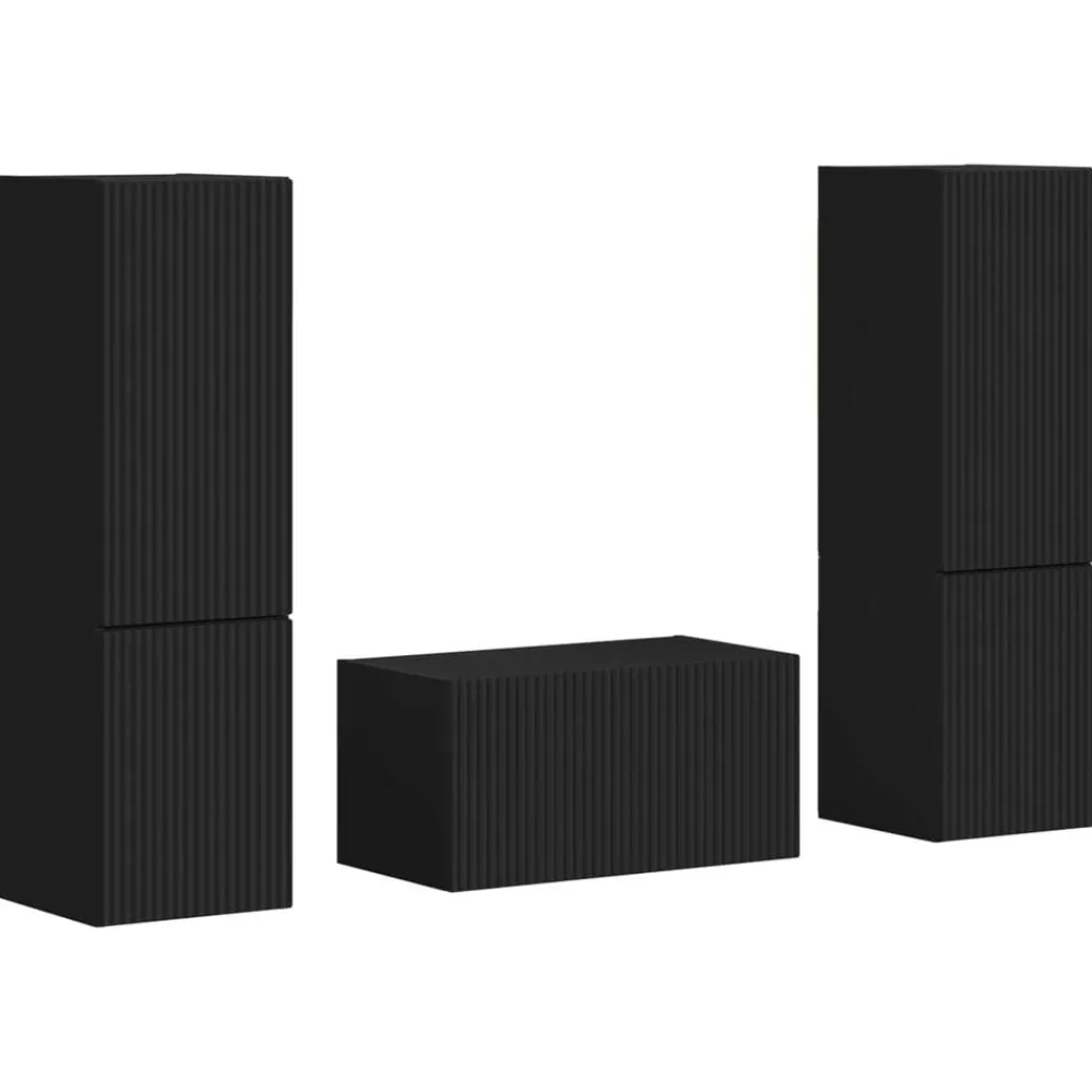 vidaXL Conjunto de mueble de TV 5 pcs Madera de ingeniería Negro Clearance