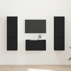 vidaXL Conjunto de mueble de TV 5 pcs Madera de ingeniería Negro Clearance