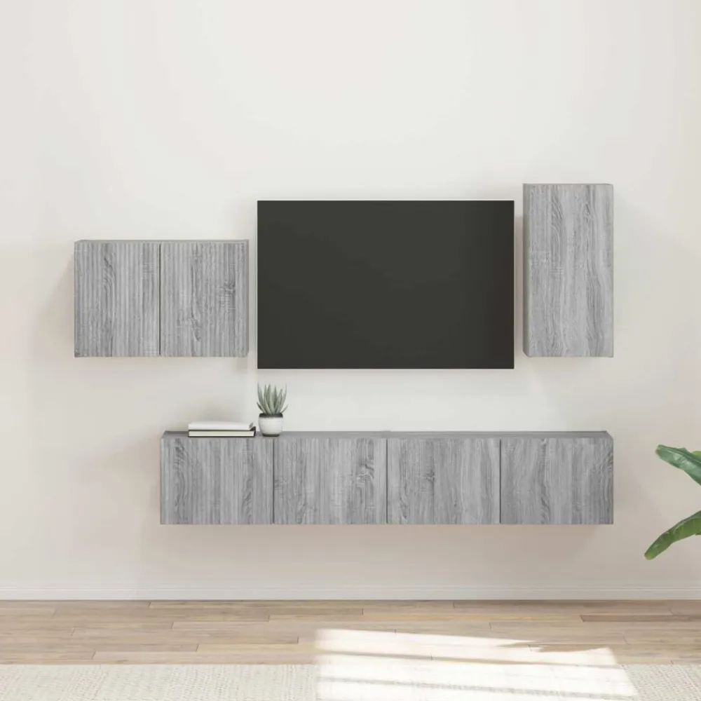 vidaXL Muebles Tv-Conjunto de mueble para TV de pared 4 pcs