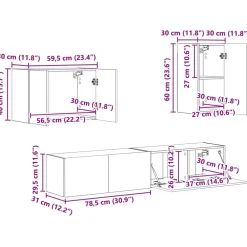 vidaXL Muebles Tv-Conjunto de mueble para TV de pared 4 pcs