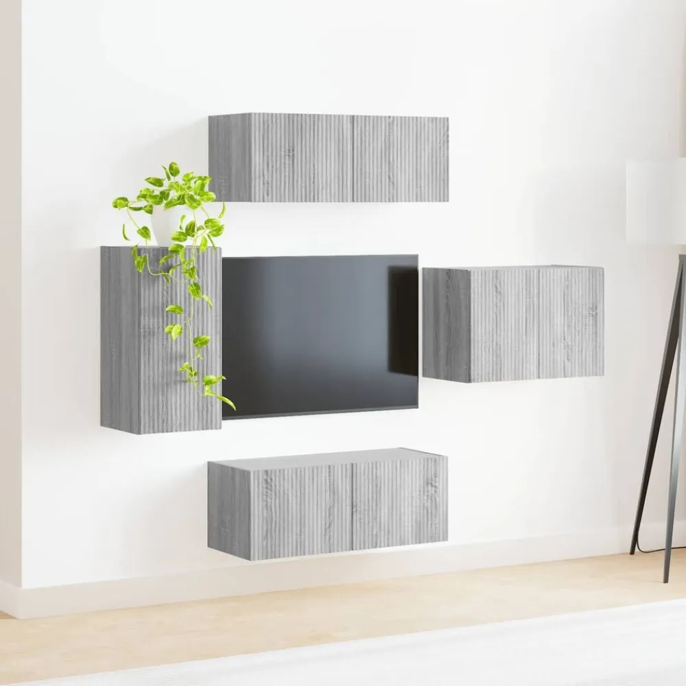 vidaXL Muebles Tv-Conjunto de mueble para TV de pared 4 pcs
