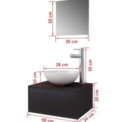 vidaXL Conjuntos De Muebles-Conjunto de muebles de baño con lavabo y grifo 4 piezas