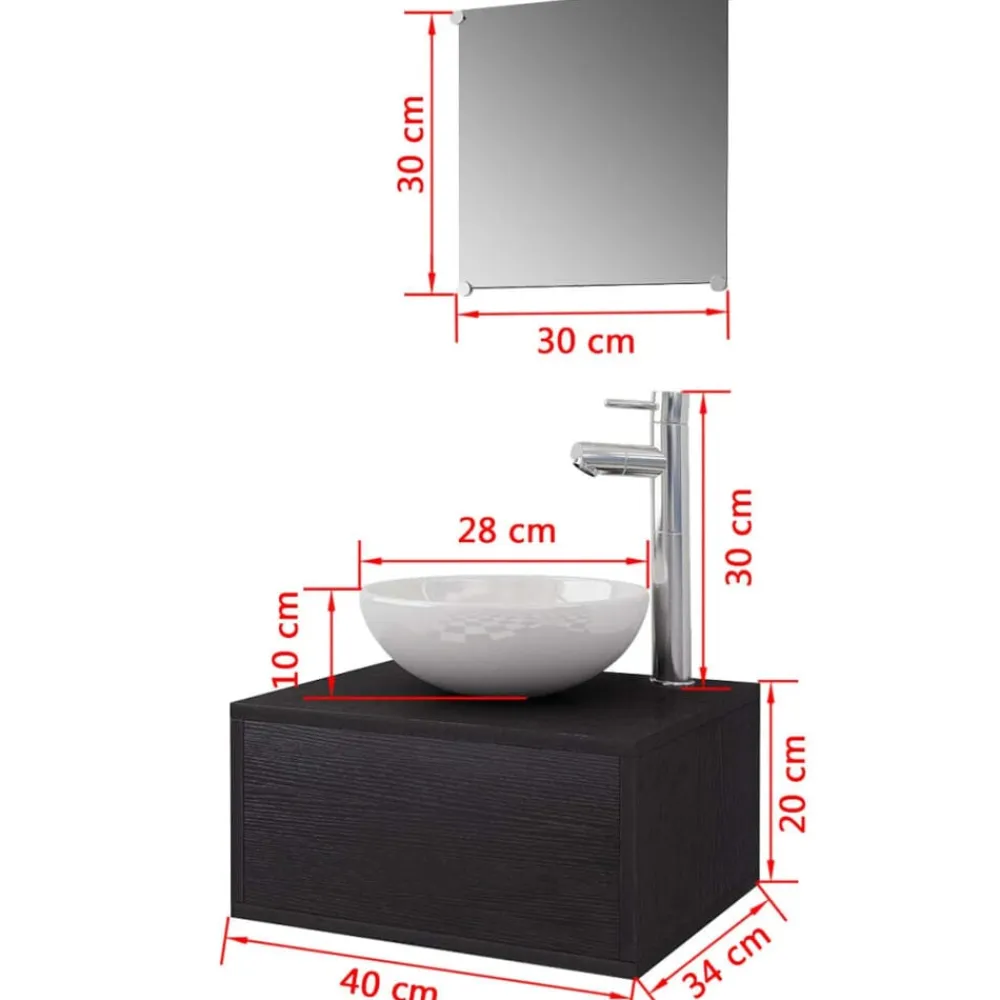 vidaXL Conjuntos De Muebles-Conjunto de muebles de baño con lavabo y grifo 4 piezas