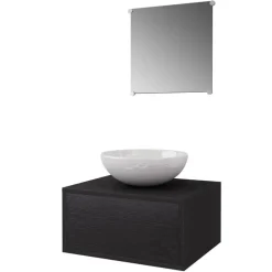 vidaXL Conjuntos De Muebles-Conjunto de muebles de baño con lavabo y grifo 4 piezas