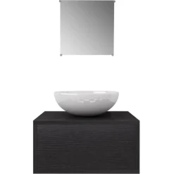 vidaXL Conjuntos De Muebles-Conjunto de muebles de baño con lavabo y grifo 4 piezas