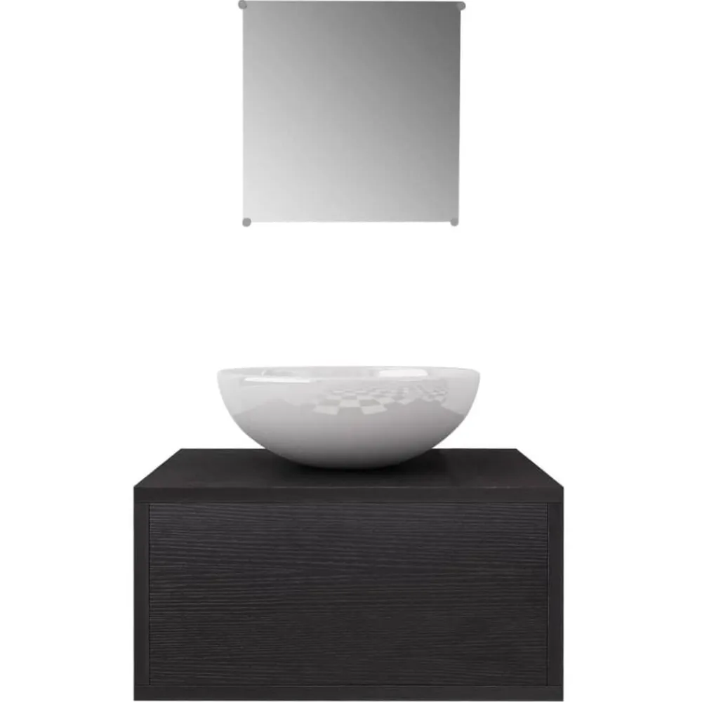 vidaXL Conjuntos De Muebles-Conjunto de muebles de baño con lavabo y grifo 4 piezas