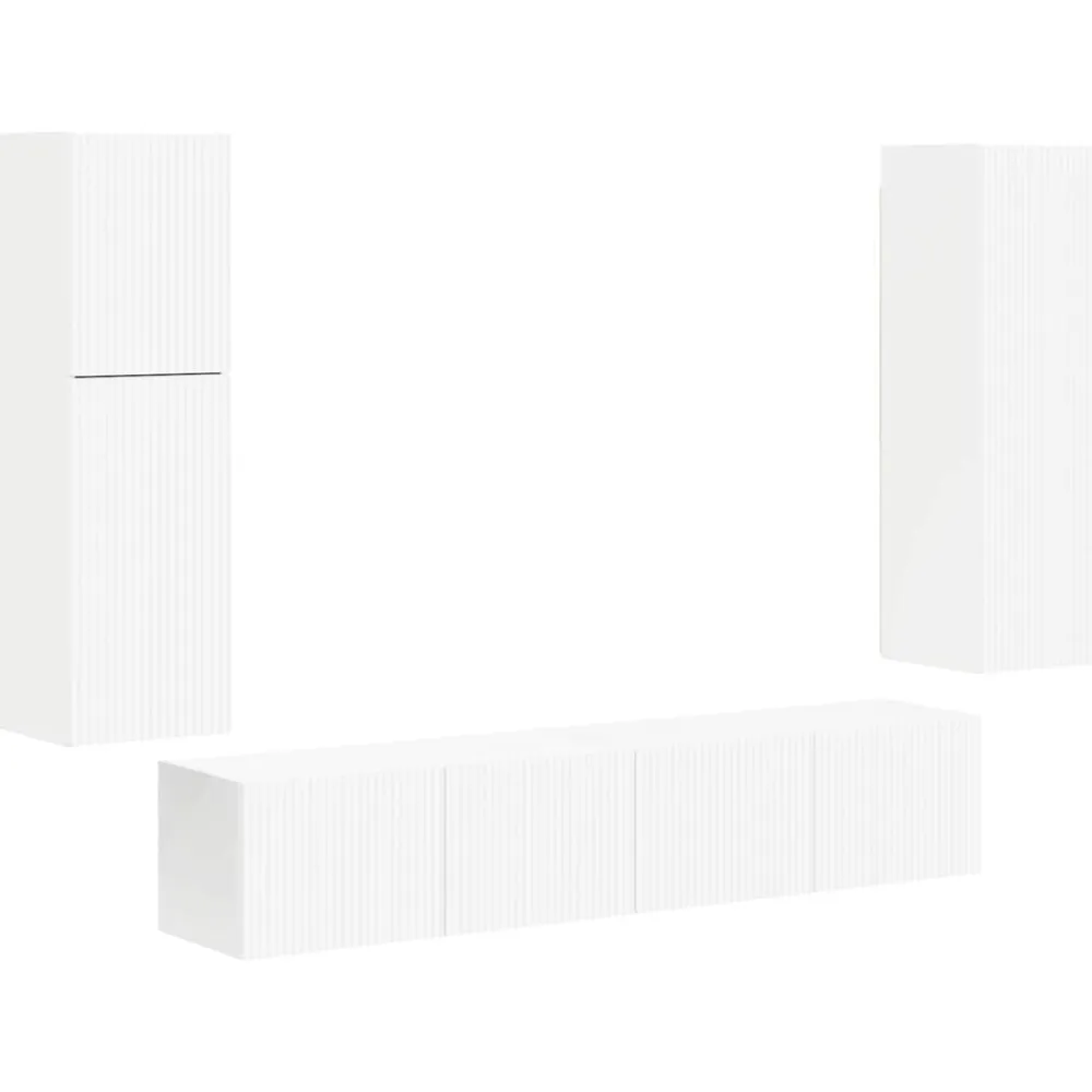 vidaXL Conjunto de mueble de TV 4 pcs Madera de ingeniería White Hot