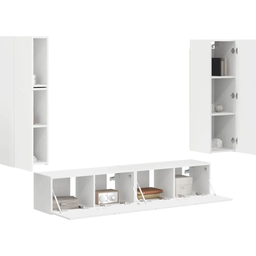 vidaXL Conjunto de mueble de TV 4 pcs Madera de ingeniería White Hot