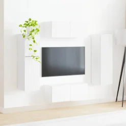 vidaXL Conjunto de mueble de TV 4 pcs Madera de ingeniería White Hot