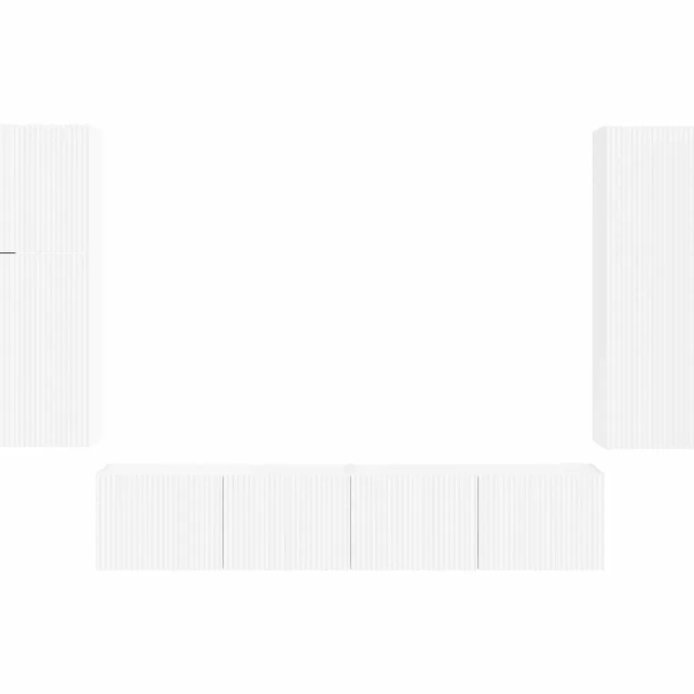 vidaXL Conjunto de mueble de TV 4 pcs Madera de ingeniería White Hot