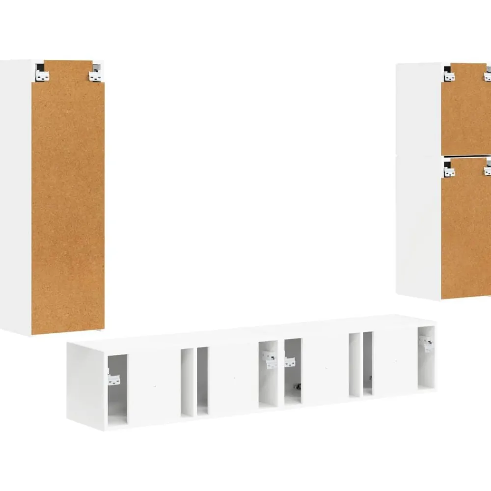 vidaXL Conjunto de mueble de TV 4 pcs Madera de ingeniería White Hot