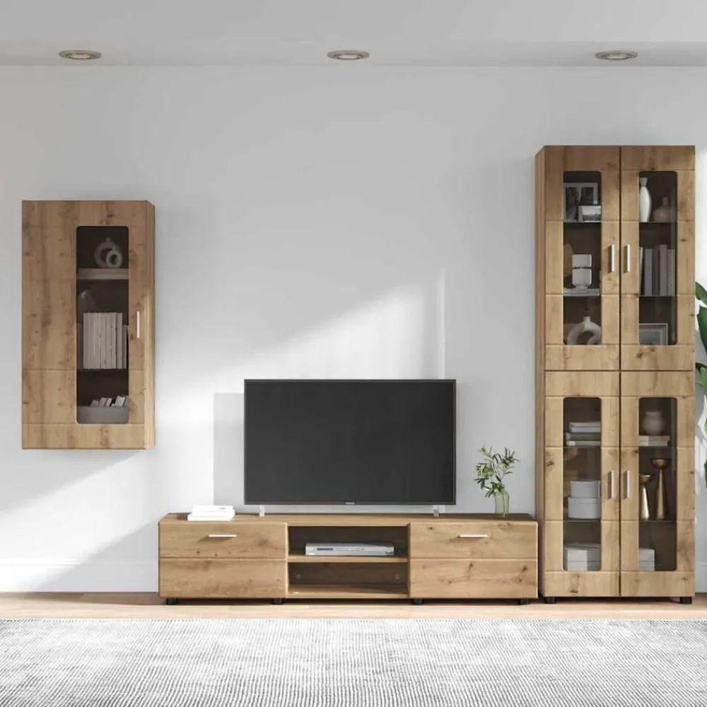 vidaXL Conjunto de mueble de TV con cajón FLORIN Roble artesanal Roble artisan New