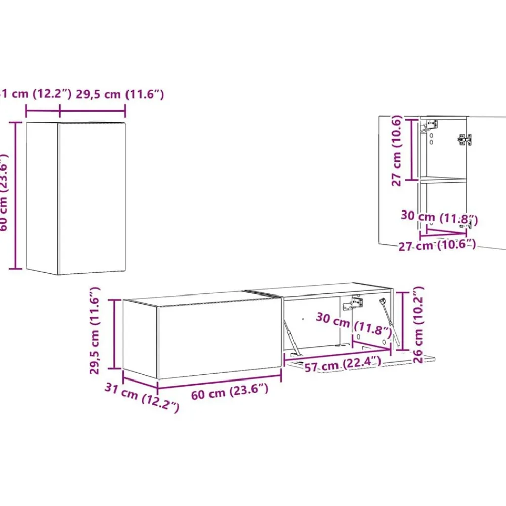 vidaXL Muebles Tv-Conjunto de mueble de TV 4 pcs Madera de ingeniería