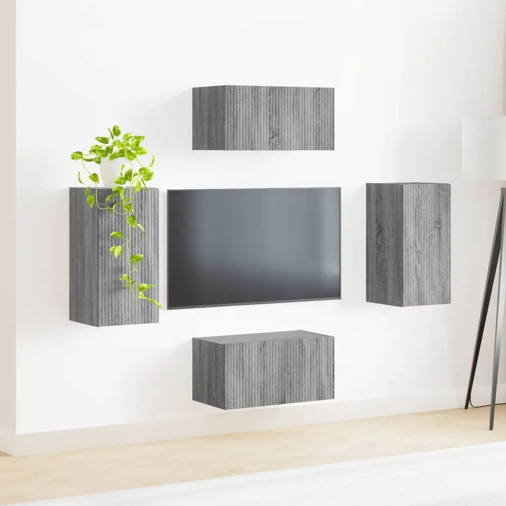 vidaXL Muebles Tv-Conjunto de mueble de TV 4 pcs Madera de ingeniería
