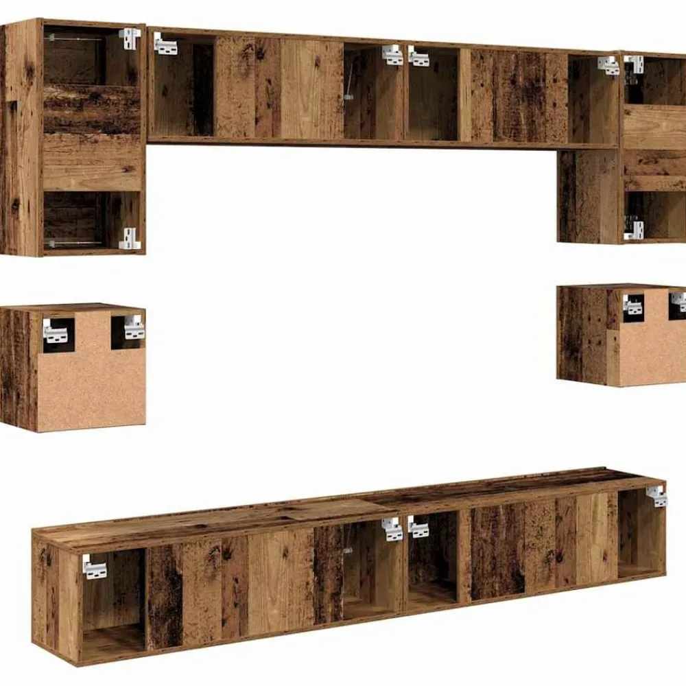 vidaXL Conjunto de mueble de TV 8 pcs Madera envejecida Sale