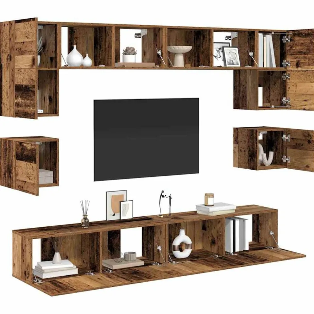 vidaXL Conjunto de mueble de TV 8 pcs Madera envejecida Sale
