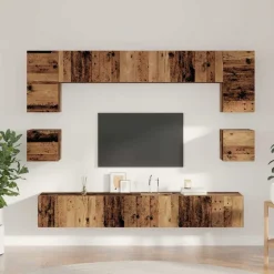 vidaXL Conjunto de mueble de TV 8 pcs Madera envejecida Sale
