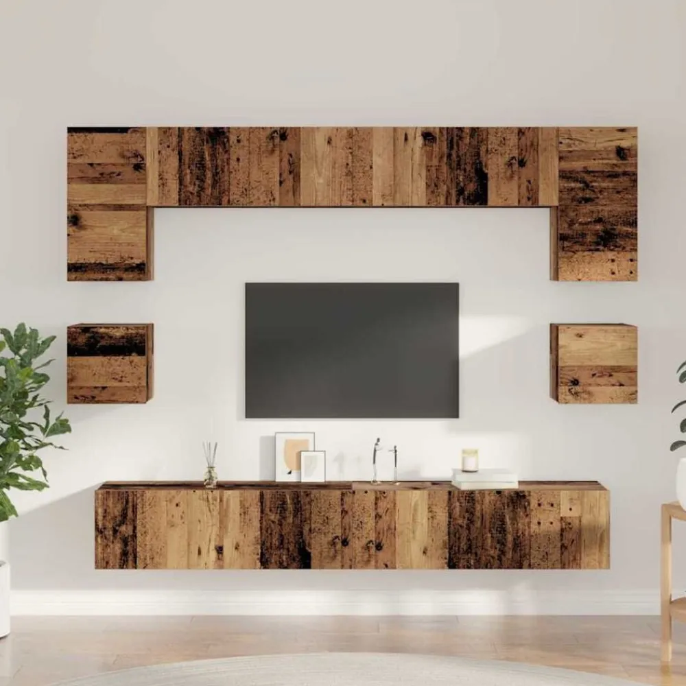 vidaXL Conjunto de mueble de TV 8 pcs Madera envejecida Sale
