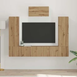 vidaXL Muebles Tv-Conjunto de mueble de TV 7 pcs Roble artesanal