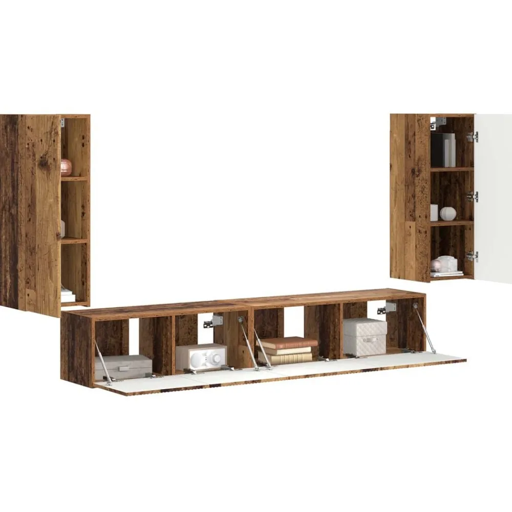 vidaXL Muebles Tv-Conjunto de mueble de TV 4 pcs Madera vieja