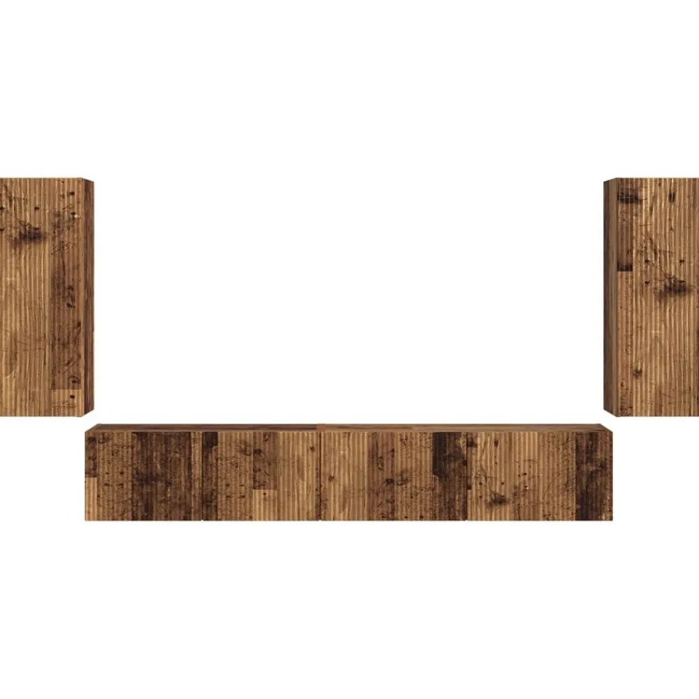 vidaXL Muebles Tv-Conjunto de mueble de TV 4 pcs Madera vieja