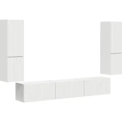 vidaXL Conjunto de mueble de TV 4 pcs Madera de ingeniería White New