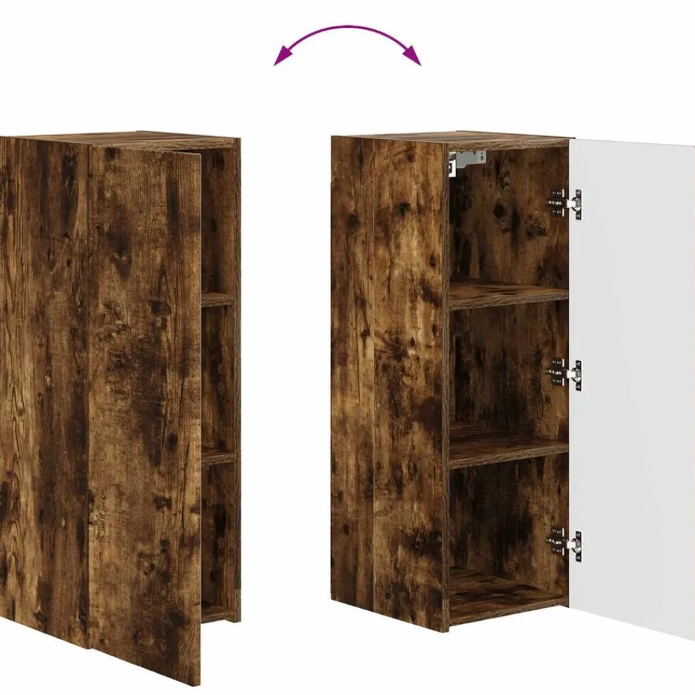 vidaXL Conjunto de mueble para TV de pared 4 pcs Roble ahumado New