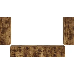 vidaXL Conjunto de mueble para TV de pared 4 pcs Roble ahumado New