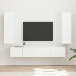 vidaXL Conjunto de mueble de TV 3 pcs Madera de ingeniería White Best