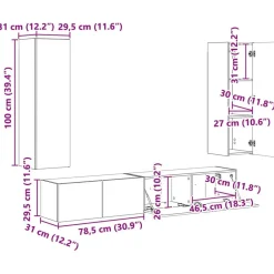 vidaXL Conjunto de mueble de TV 3 pcs Madera de ingeniería White Best