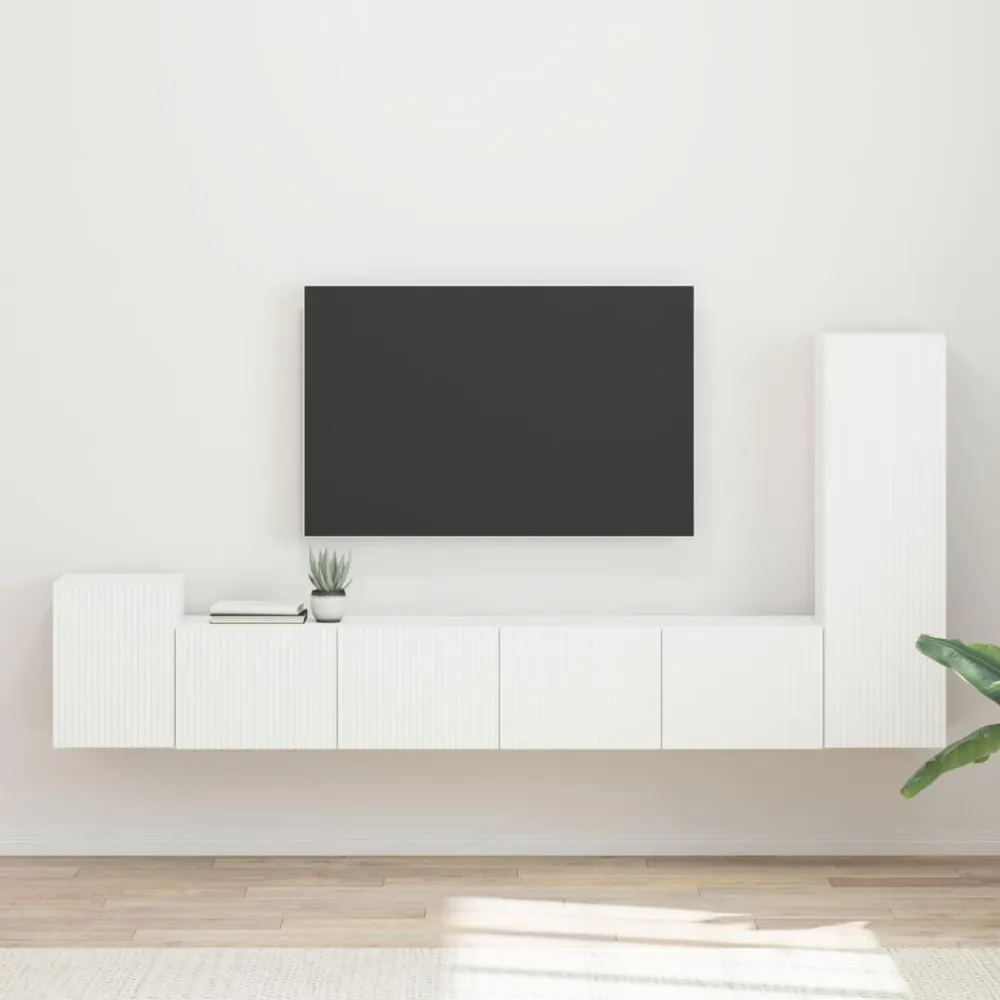 vidaXL Conjunto de mueble de TV 3 pcs Madera de ingeniería White Online