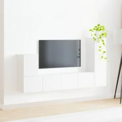 vidaXL Conjunto de mueble de TV 3 pcs Madera de ingeniería White Online