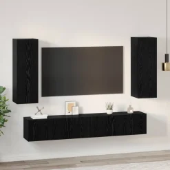 vidaXL Conjunto de mueble de TV 5 pcs Madera de ingeniería Roble negro Hot