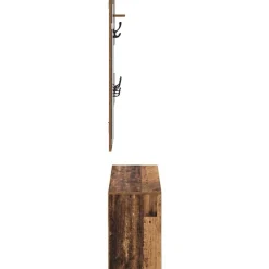 vidaXL Bancos-Conjunto de muebles de recibidor con cajón 4 pcs Madera vieja