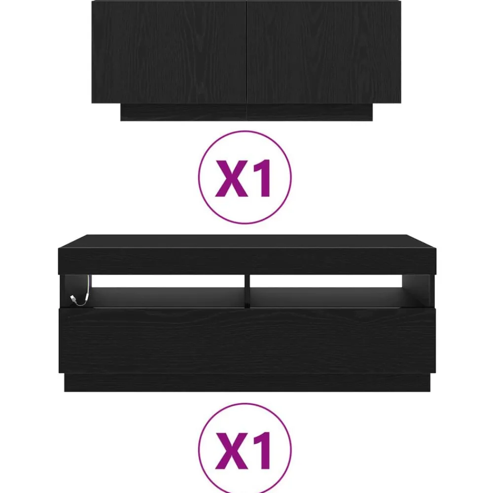 vidaXL Conjunto de mueble de TV 2 pcs Negro 200 x 35 x 40 cm Roble negro Online