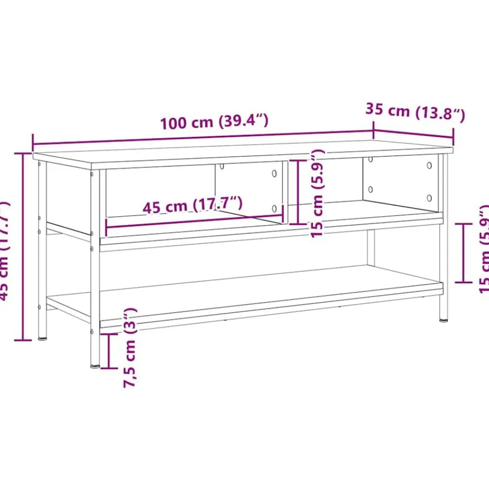 vidaXL Muebles Tv-Conjunto de mueble de TV Roble artesanal 100 x 35 x 45 cm