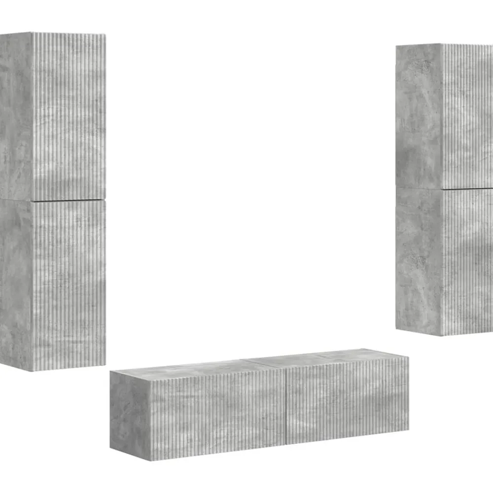vidaXL Conjunto de mueble de TV 6 pcs Gris Concreto Gris hormigón Online